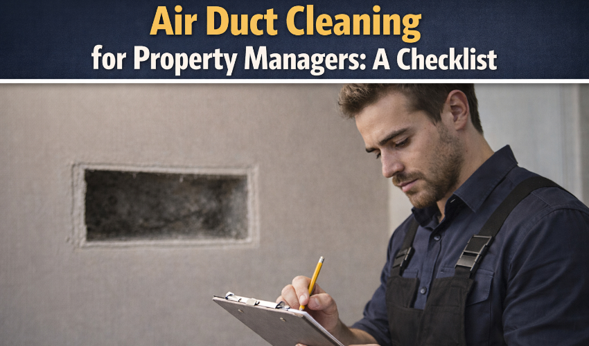 Illustration representing an air duct cleaning checklist for property managers