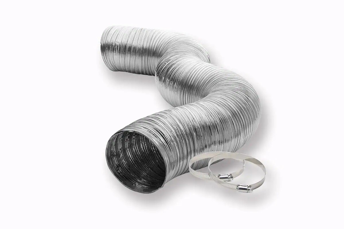 Aluminum tubing and clamp used for dryer ventilation systems