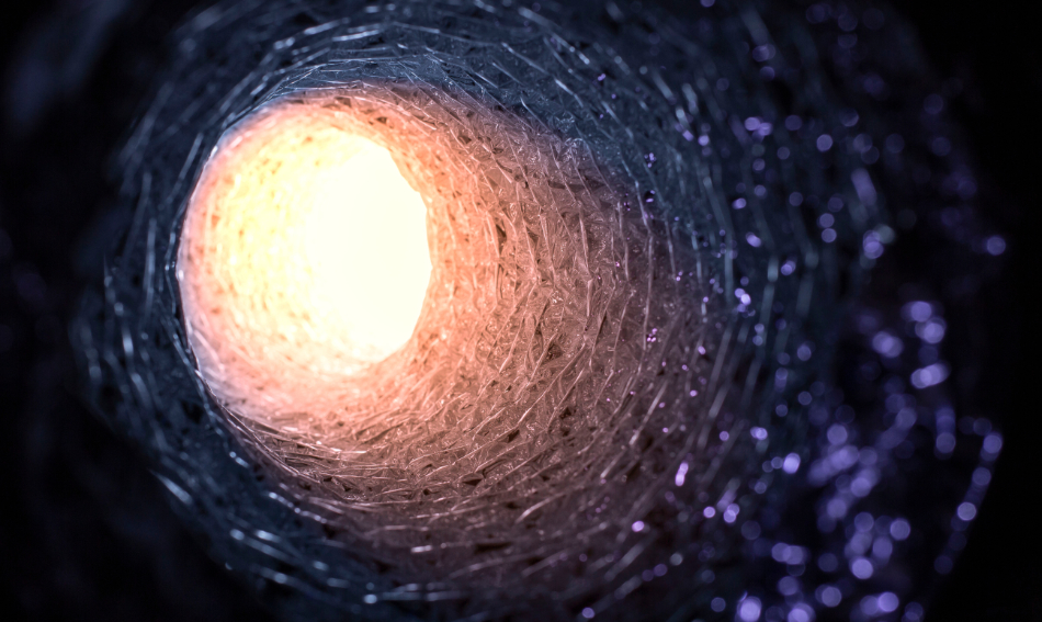 Clean flexible duct with light at end