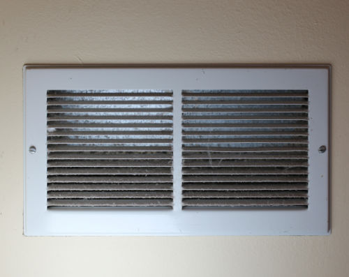 Close-up of dusty vent cover