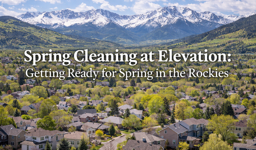 Early spring along Colorado's Front Range with snow on mountains and green starting in the foothills