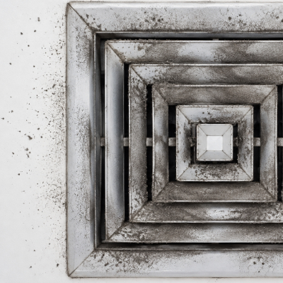 Example of dust streaking around a ceiling supply vent